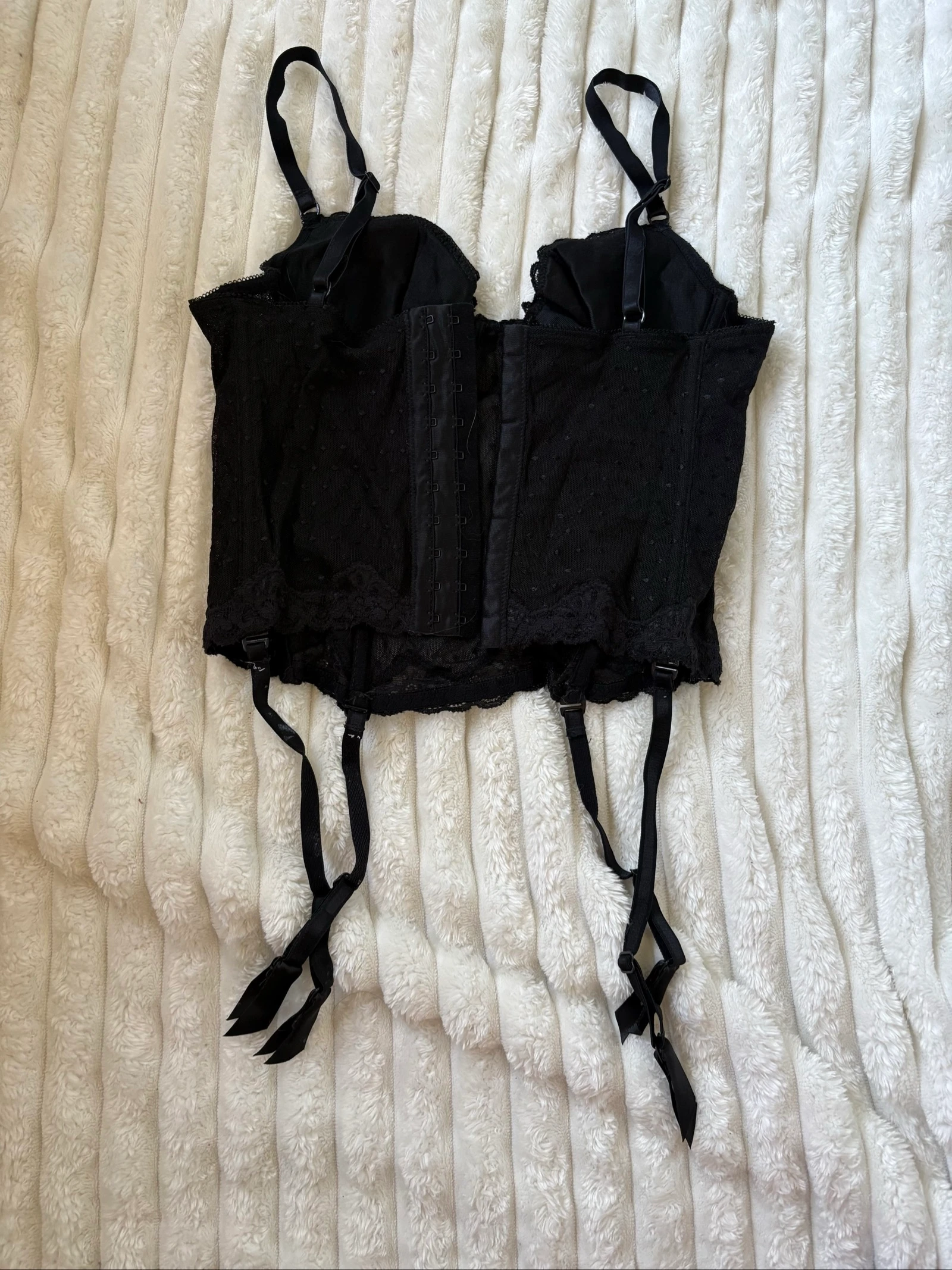 Vintage dames bustier korset met jarretelles met plissé patroon – photo 6